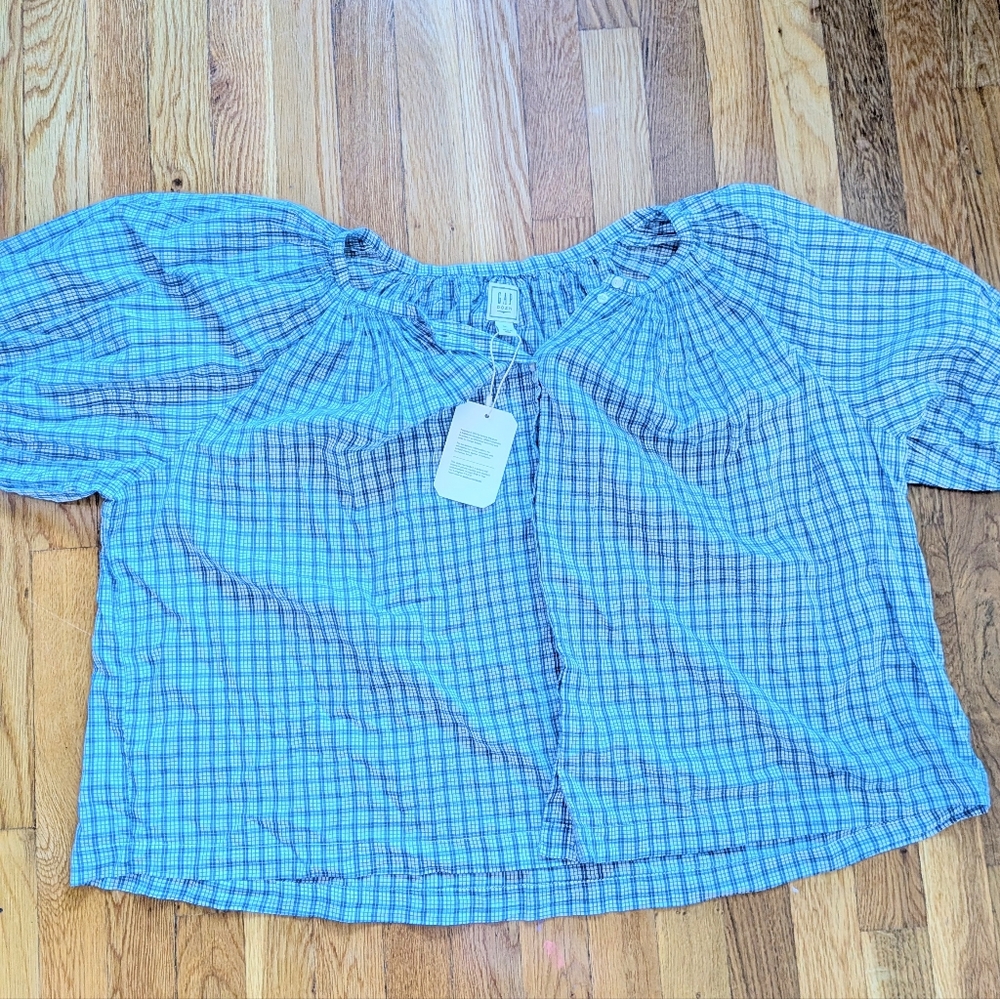 Gap X Doen Blue Checked Blouse - Picture 2 of 3